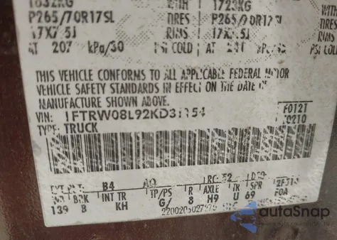 2002 Ford F-150 Lariat/Xlt from USA, damaged, VIN 1FTRW08L92KD31154